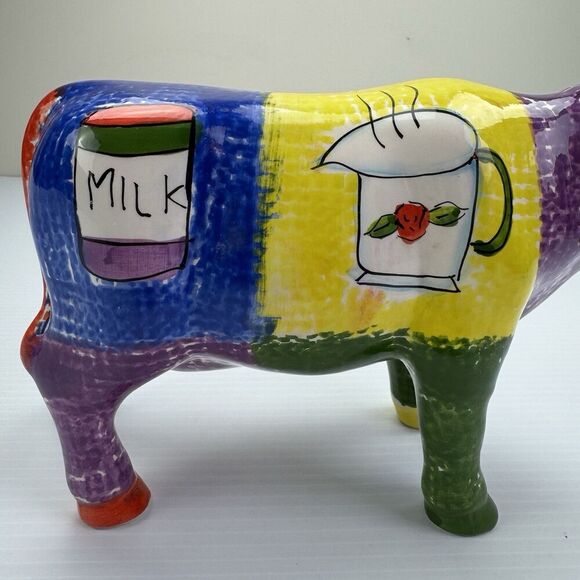 Ceramic Cow Coin Bank Milk Cream Statue Farmhouse Country Folk Art - Picture 14 of 15